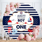Aperturee - Ahoy Baby Boy Blue Sea 1st Birthday Backdrop